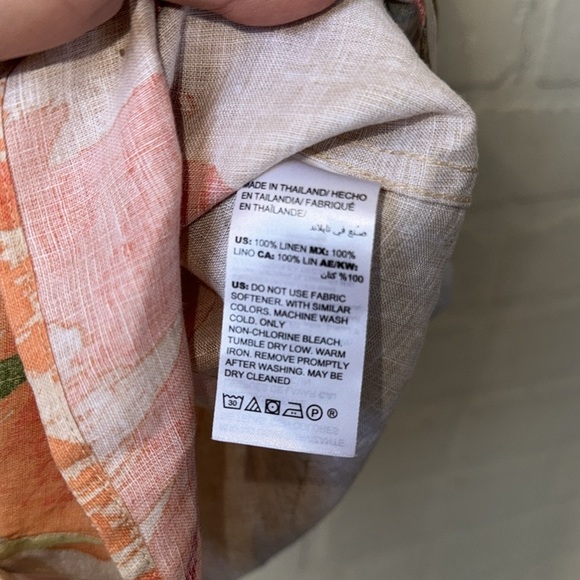 Chico's linen shirt NEW palm royal size xl button down Tropical Print Top - Picture 6 of 6